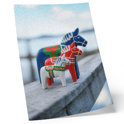 Poster para cozinha Estatuetas de cavalos coloridas, estilo escandinavo