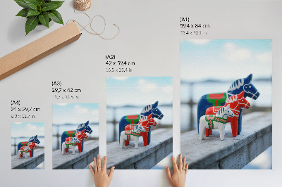 Poster para cozinha Estatuetas de cavalos coloridas, estilo escandinavo