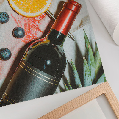 Poster para cozinha Frutas coloridas e vinho tinto sobre um fundo claro.