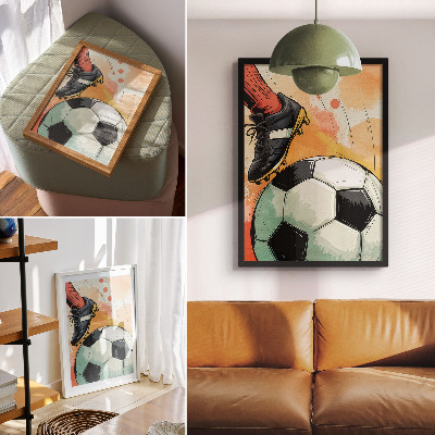 Poster decorativo Toque esportivo, cores vibrantes, composição dinâmica.