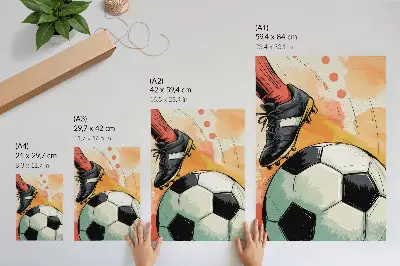 Pôster decorativo com toque esportivo, cores vibrantes e composição dinâmica