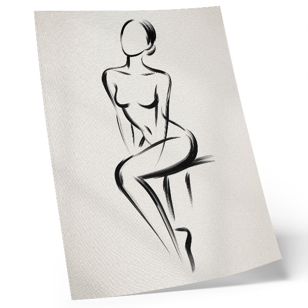 Arte de parede Silhueta minimalista em contraste com preto e branco.