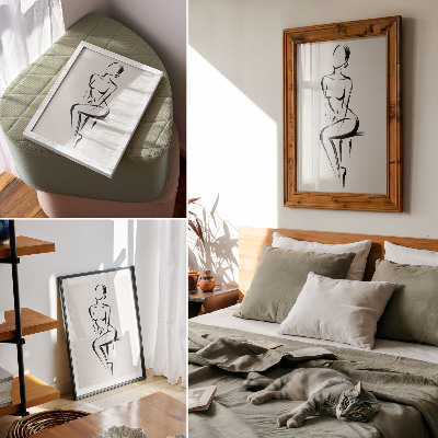 Arte de parede Silhueta minimalista em contraste com preto e branco.