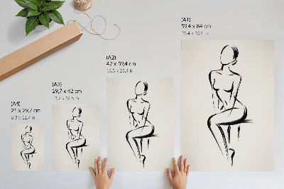 Arte de parede Silhueta minimalista em contraste com preto e branco.