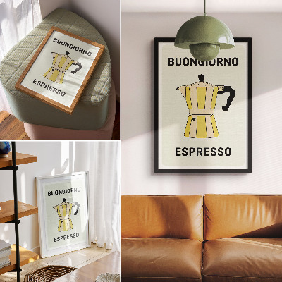 Poster para cozinha Inscrição atraente com fundo luminoso de cafeteria