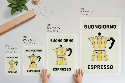 Poster para cozinha Inscrição atraente com fundo luminoso de cafeteria