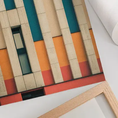Impressão em tela painéis de fachada coloridos em composição rítmica