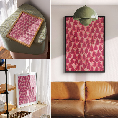 Arte de parede Gotas rosas repetem padrão dinâmico