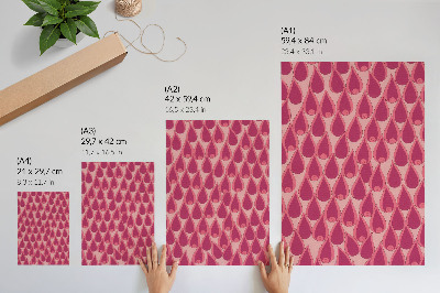 Arte de parede Gotas rosas repetem padrão dinâmico
