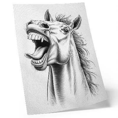 Arte de parede Uma ilustração em preto e branco de um cavalo cheio de energia.
