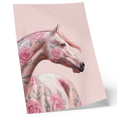 Poster para cozinha Cavalo com flores, elegância romântica e modernidade.
