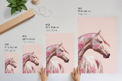 Poster para cozinha Cavalo com flores, elegância romântica e modernidade.