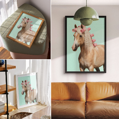 Poster decorativo Cavalo com pelagem clara em tons pastel menta
