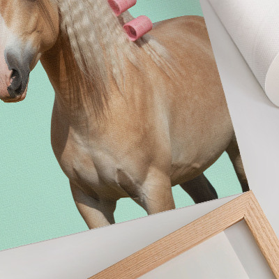 Poster decorativo Cavalo com pelagem clara em tons pastel menta