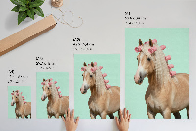 Poster decorativo Cavalo com pelagem clara em tons pastel menta