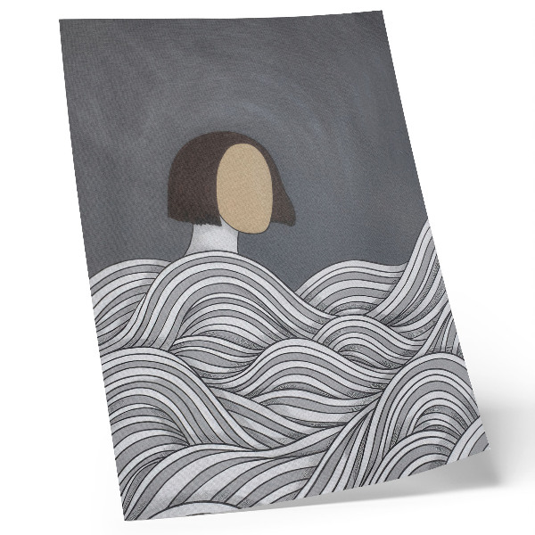 Impressão em tela Figura em ondas, forma abstrata cinza