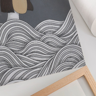 Impressão em tela Figura em ondas, forma abstrata cinza