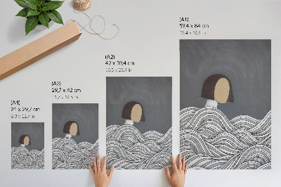Impressão em tela Figura em ondas, forma abstrata cinza