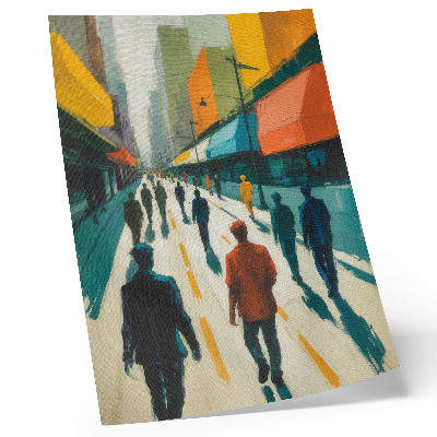 Poster para cozinha Um grupo de pessoas em uma rua colorida da cidade.