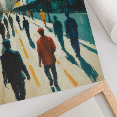 Poster para cozinha Um grupo de pessoas em uma rua colorida da cidade.