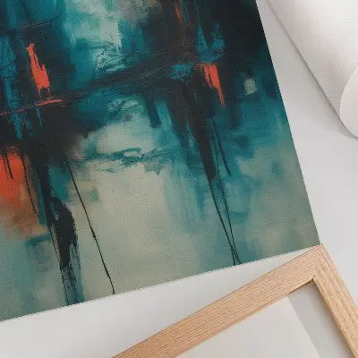 Poster decorativo abstração em turquesa com contrastes dinâmicos