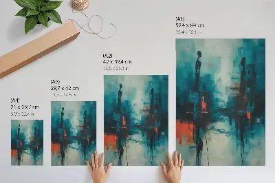 Poster decorativo abstração em turquesa com contrastes dinâmicos
