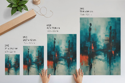 Poster decorativo Abstração, turquesa, contrastes dinâmicos
