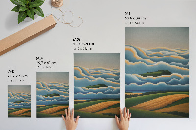 Impressão em tela Ondas, colinas verdes, céu em tons pastel
