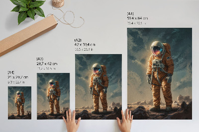 Arte de parede Astronauta em um planeta alienígena no céu noturno