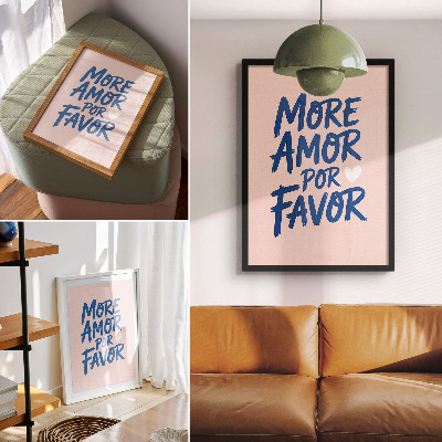 Poster decorativo Letras expressivas em forma de coração sobre um fundo pastel.
