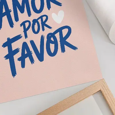 Poster decorativo letras expressivas em forma de coração sobre fundo pastel