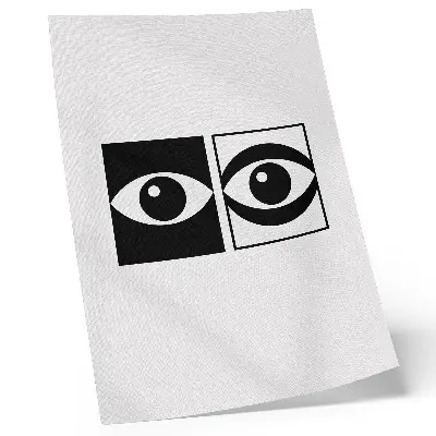 Arte de parede olhos em preto e branco com simetria moderna e alto contraste