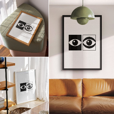 Arte de parede Olhos em preto e branco, simetria moderna, contraste