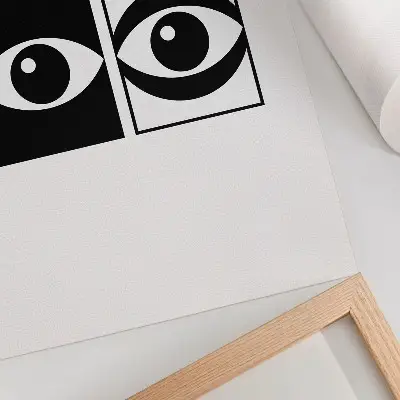 Arte de parede olhos em preto e branco com simetria moderna e alto contraste