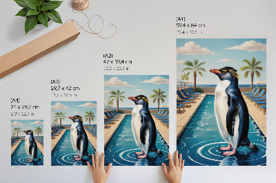Poster para cozinha Piscina dos pinguins, palmeiras, mar, relaxamento