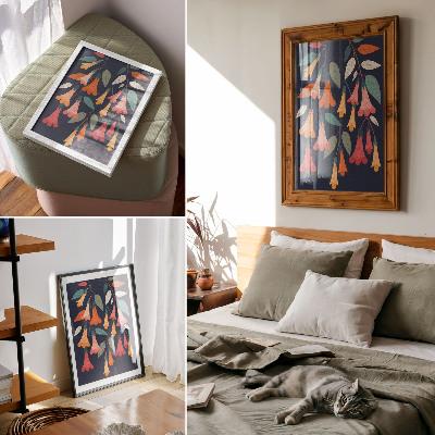 Impressão em tela Estilo gráfico de folhas e flores coloridas