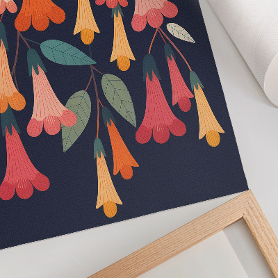 Impressão em tela Estilo gráfico de folhas e flores coloridas