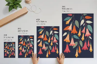 Impressão em tela com estampa de folhas e flores coloridas