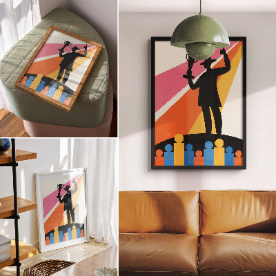 Arte de parede Silhueta de troféu, cores vibrantes e dinâmica