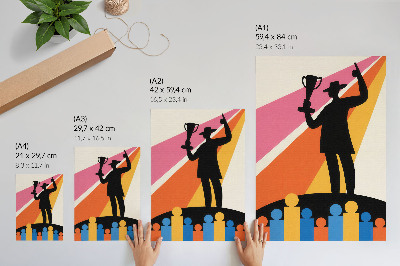 Arte de parede Silhueta de troféu, cores vibrantes e dinâmica
