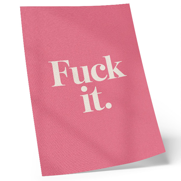 Poster para cozinha Fundo rosa com letras brancas em estilo moderno