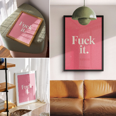 Poster para cozinha Fundo rosa com letras brancas em estilo moderno