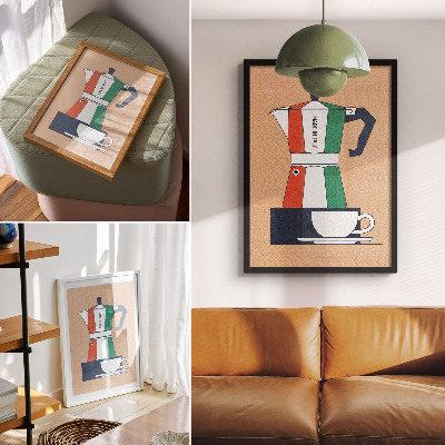 Arte de parede Cafeteria colorida, cores italianas, ambiente moderno