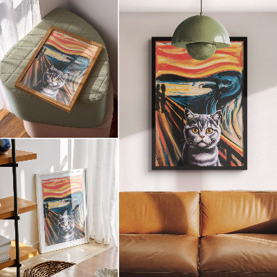 Arte de parede Um gato em um cenário expressivo.