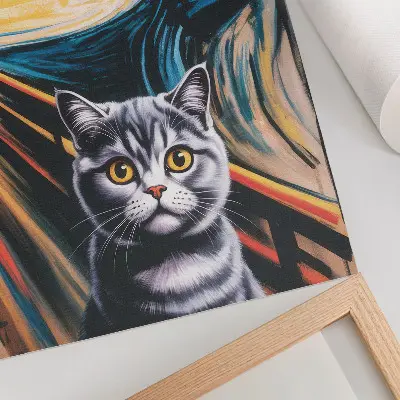 Arte de parede de um gato em um cenário expressivo