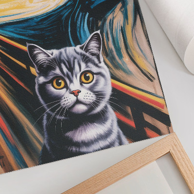 Arte de parede Um gato em um cenário expressivo.