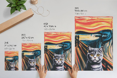 Arte de parede Um gato em um cenário expressivo.