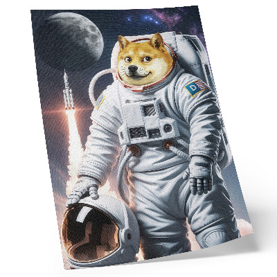 Impressão em tela Cachorro em traje espacial, foguete espacial, roupa lunar