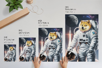 Impressão em tela Cachorro em traje espacial, foguete espacial, roupa lunar