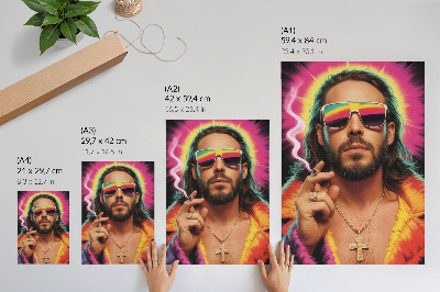 Arte de parede Cores intensas, padrões retrô contrastantes